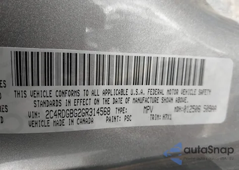 2016 Dodge Grand Caravan Se from USA, damaged, VIN 2C4RDGBG2GR314568